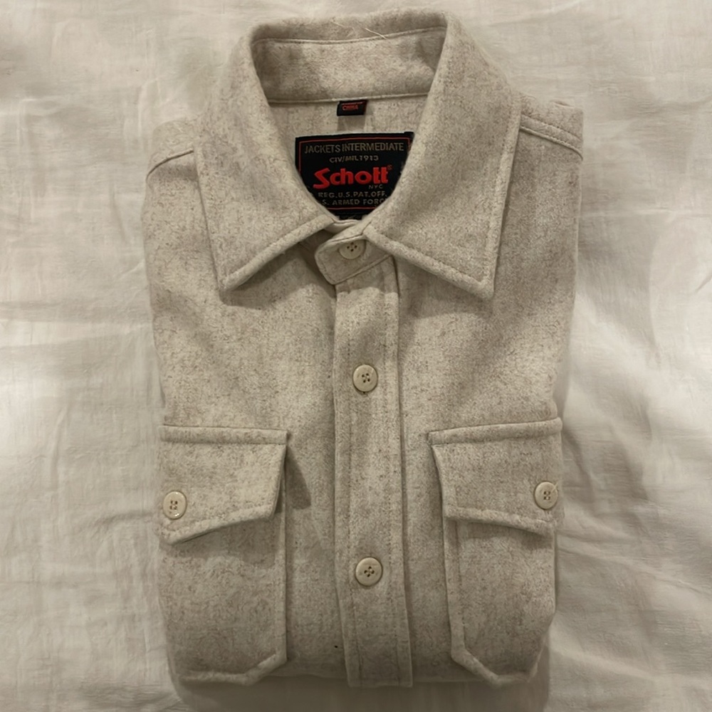 Schott CPO Wool Work Shirt in Oatmeal